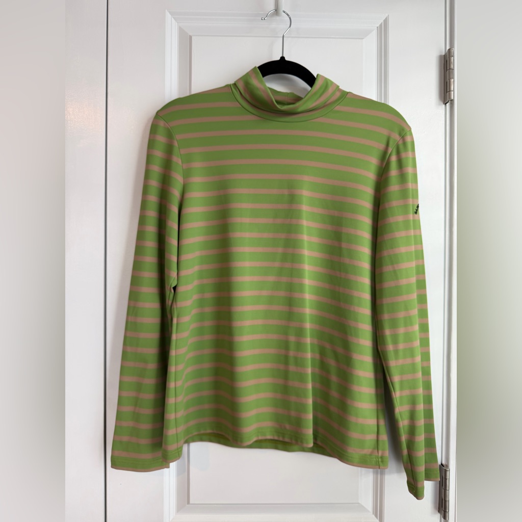 Saint James Oural Striped Turtleneck Shirt Green And Tan Size 8us